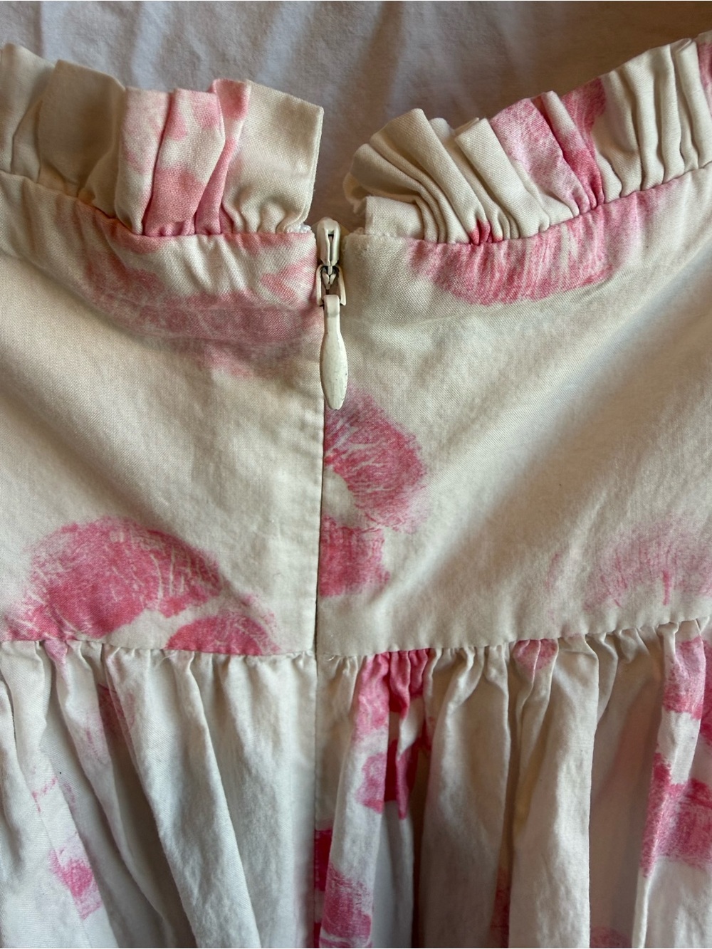 Selkie Kiss Print Puff Sleeve Babydoll Mini Dress XS Coquette Cottagecore - Picture 5 of 9